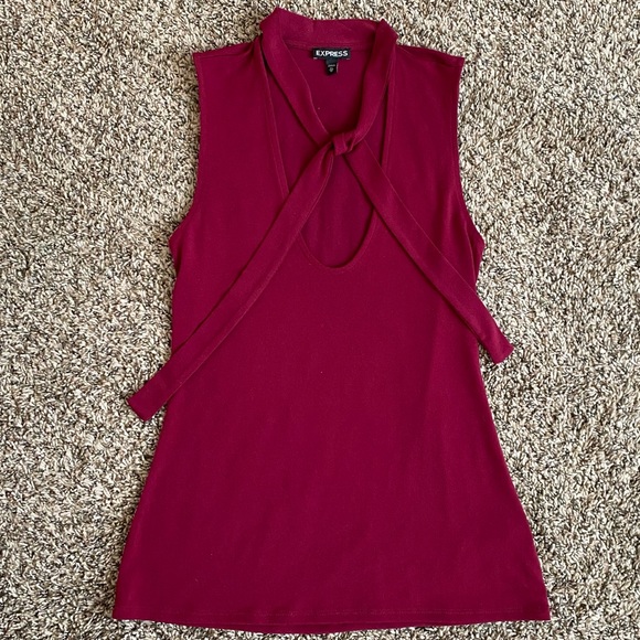 Express Maroon Front Tie Top - Picture 1 of 3
